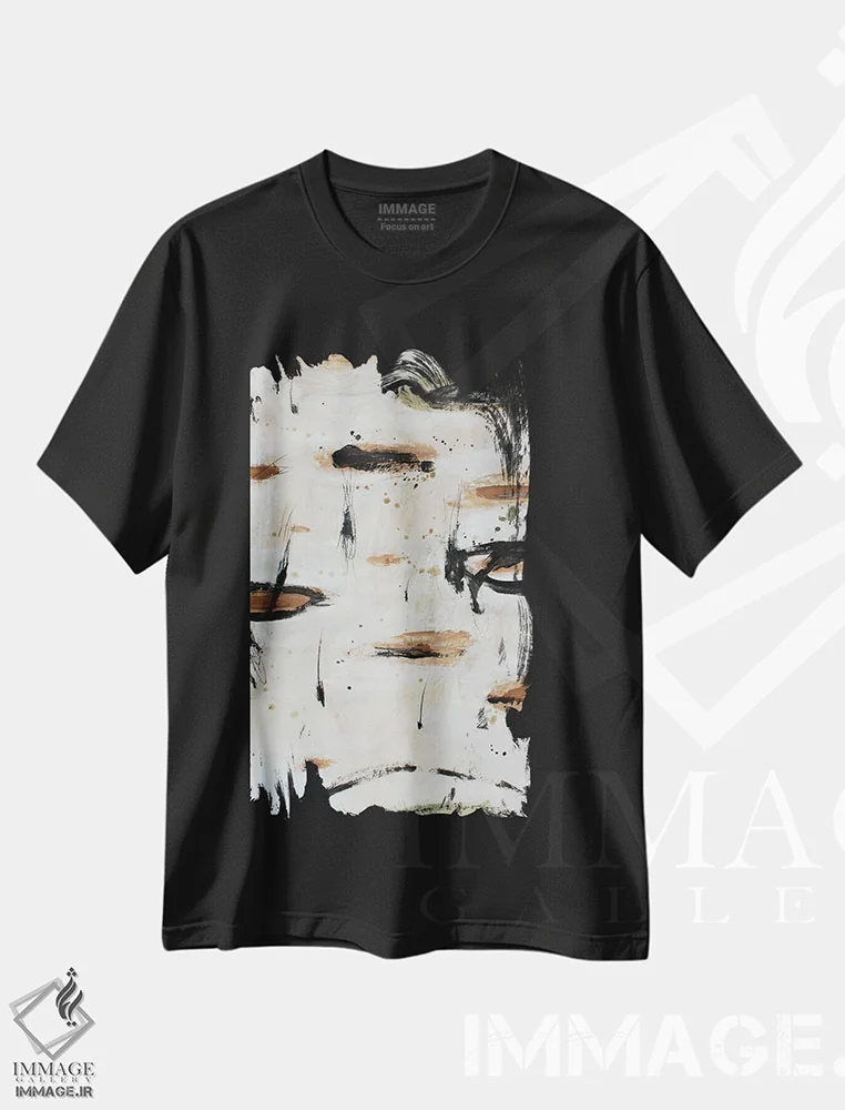 تیشرت مشکی طرح دار – تیشرت انتزاعی ,نوسان اثر پال چابا فروشگاه ایماژ