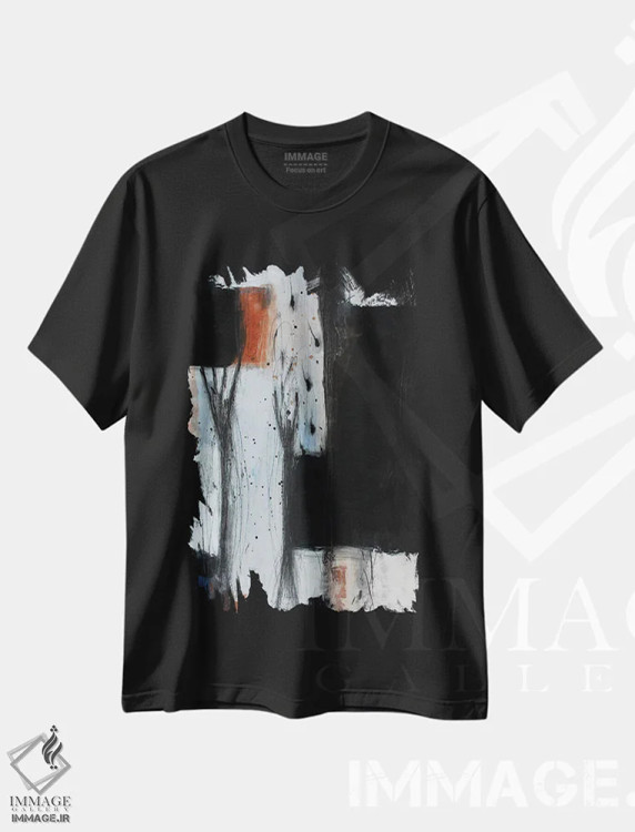 تیشرت مشکی طرح دار – تیشرت انتزاعی ,کسری اثر پال چابا immage.ir