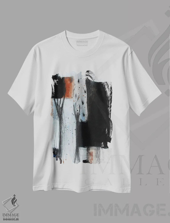 تیشرت سفید طرح دار – تیشرت انتزاعی ,کسری اثر پال چابا فروشگاه ایماژ