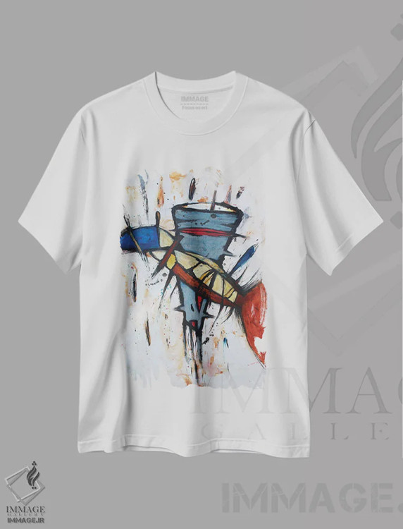 تیشرت سفید طرح دار – تیشرت انتزاعی ,خاطرات اثر پال چابا فروشگاه ایماژ