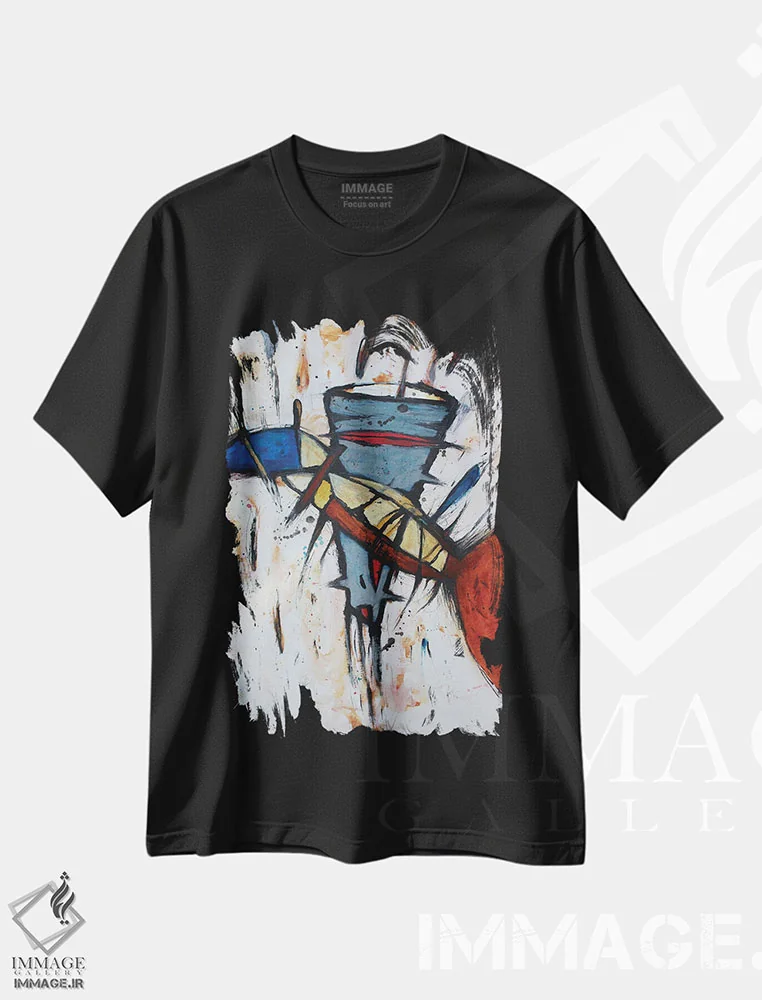 تیشرت مشکی طرح دار – تیشرت انتزاعی ,خاطرات اثر پال چابا immage.ir