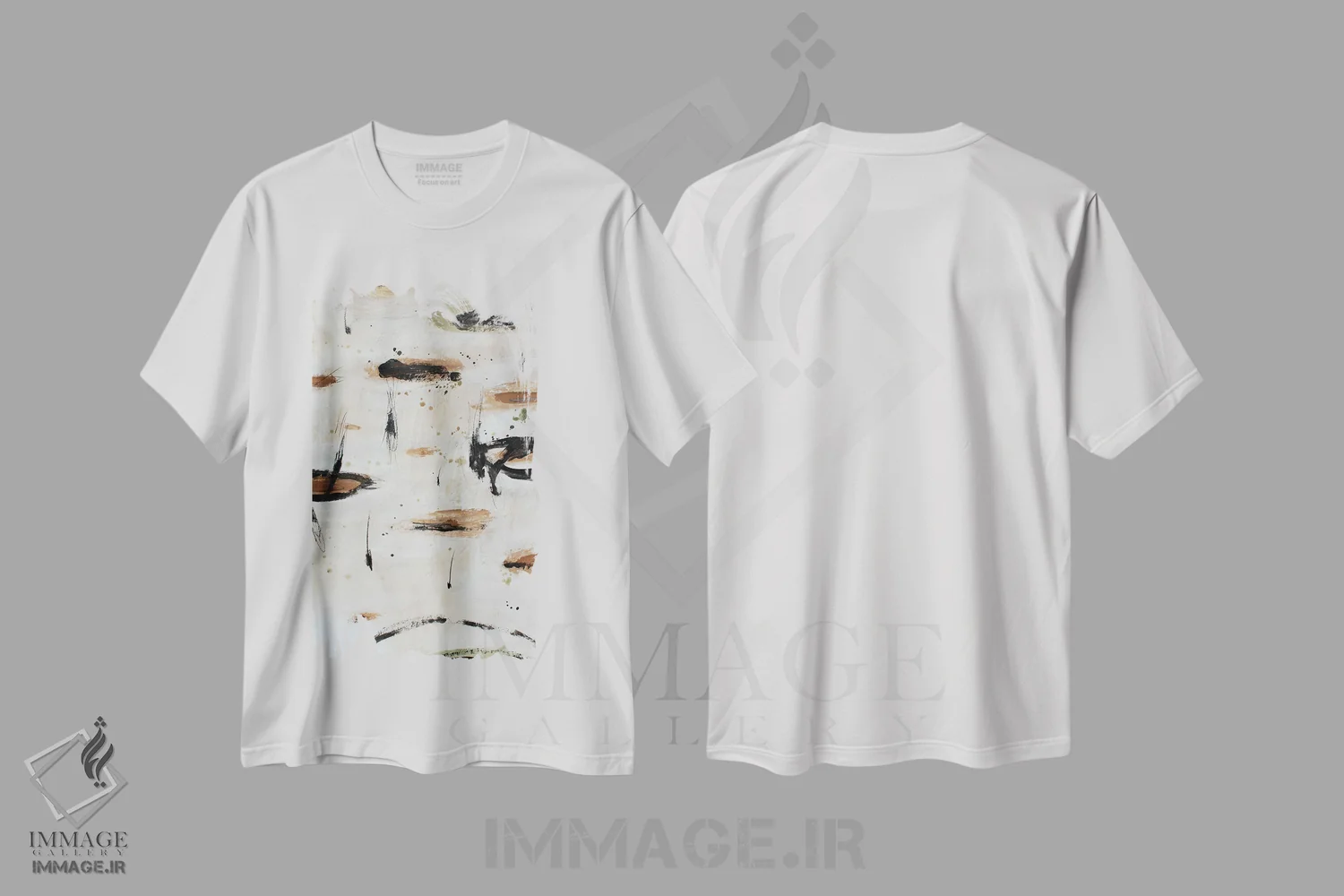 تیشرت سفید طرح دار – تیشرت انتزاعی ,نوسان اثر پال چابا immage.ir