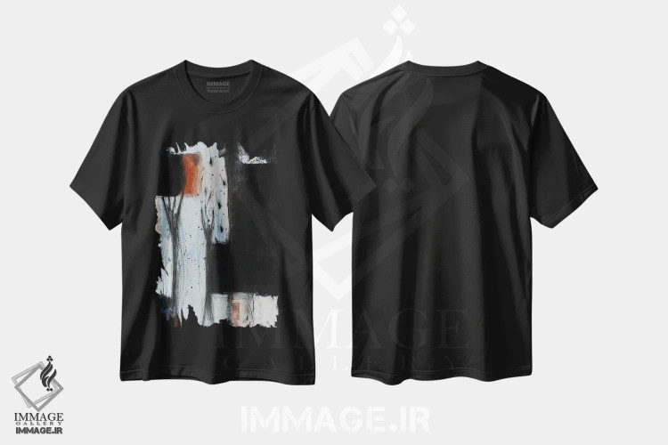 تیشرت مشکی طرح دار – تیشرت انتزاعی ,کسری اثر پال چابا immage.ir