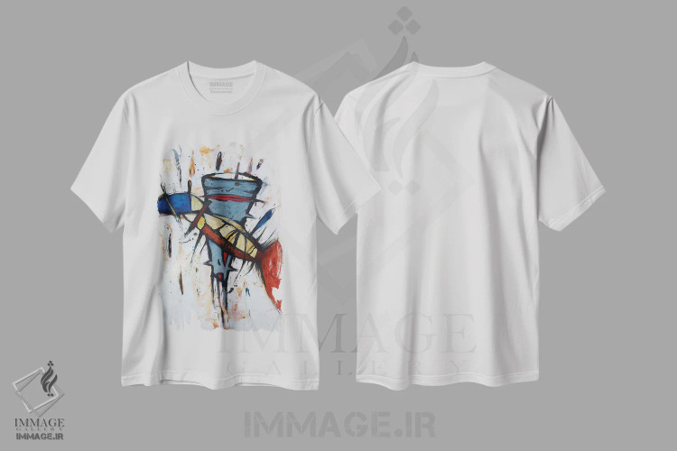 تیشرت سفید طرح دار – تیشرت انتزاعی ,خاطرات اثر پال چابا فروشگاه ایماژ