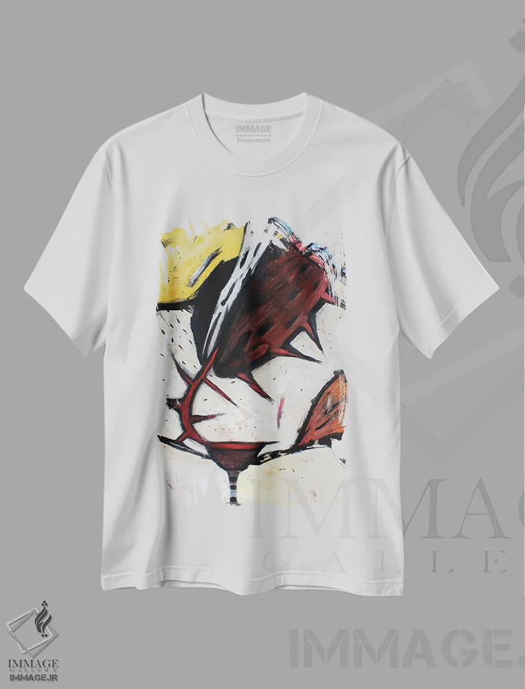 تیشرت سفید طرح دار – تیشرت انتزاعی ,خاطرات اثر پال چابا فروشگاه ایماژ
