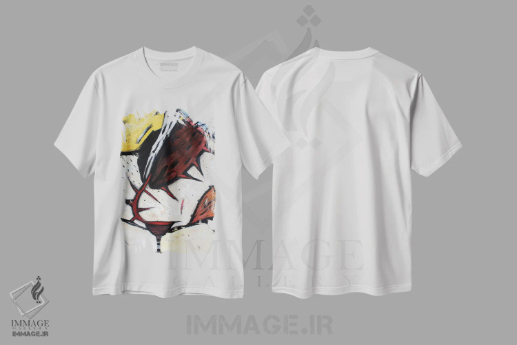 تیشرت سفید طرح دار – تیشرت انتزاعی ,خاطرات اثر پال چابا فروشگاه ایماژ