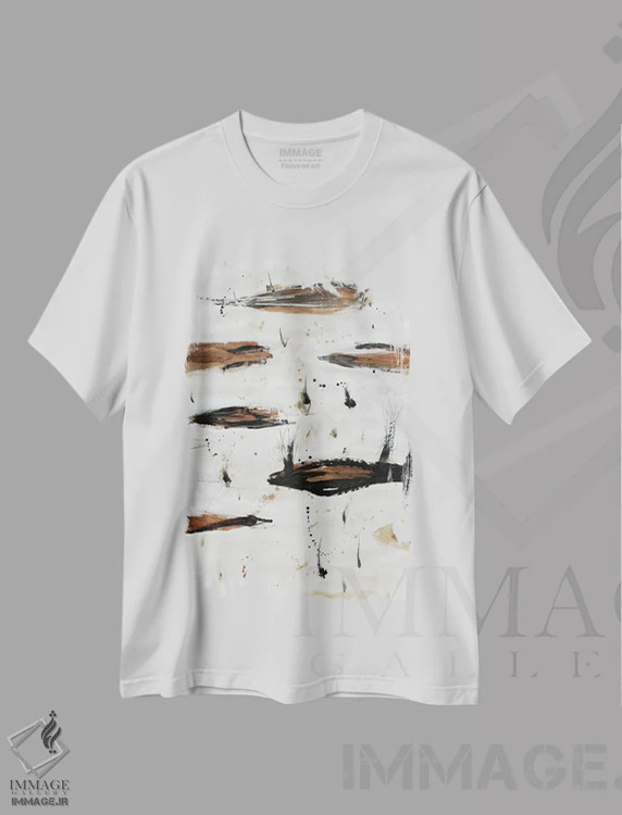 تیشرت سفید طرح دار – تیشرت انتزاعی ,نوسان اثر پال چابا immage.ir