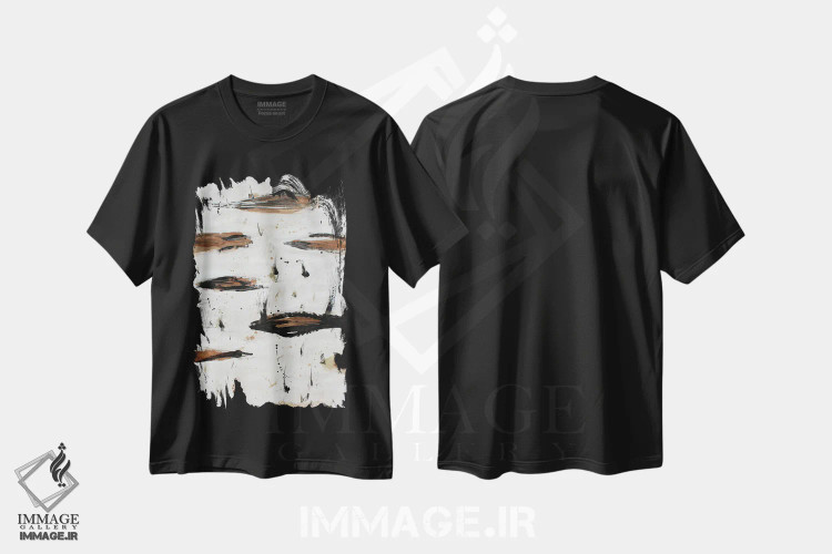 تیشرت مشکی طرح دار – تیشرت انتزاعی ,نوسان اثر پال چابا فروشگاه ایماژ