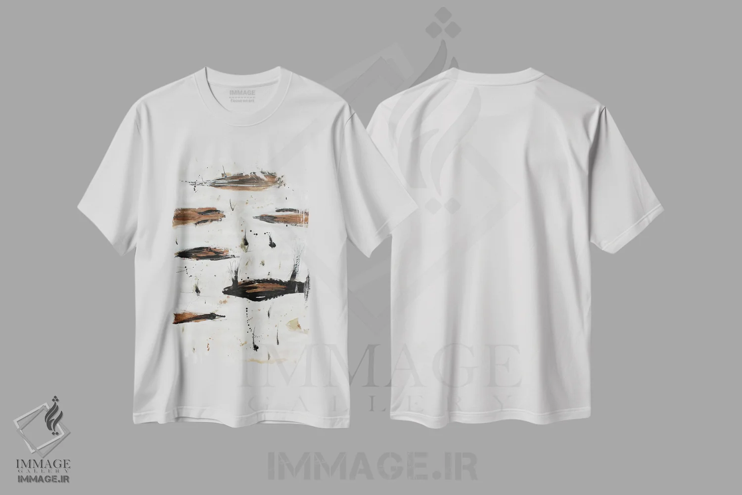 تیشرت سفید طرح دار – تیشرت انتزاعی ,نوسان اثر پال چابا immage.ir