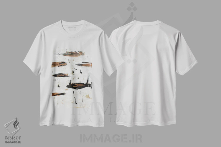 تیشرت سفید طرح دار – تیشرت انتزاعی ,نوسان اثر پال چابا immage.ir