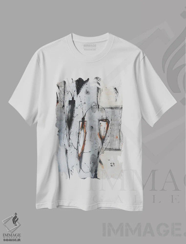 تیشرت سفید طرح دار – تیشرت انتزاعی ,بار اثر پال چابا فروشگاه ایماژ