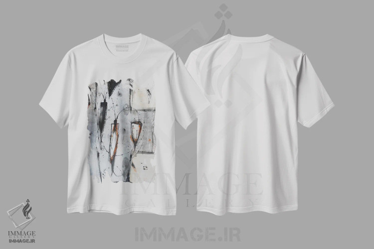 تیشرت سفید طرح دار – تیشرت انتزاعی ,بار اثر پال چابا فروشگاه ایماژ