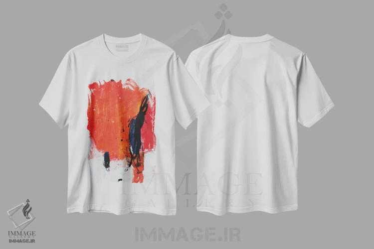 تیشرت سفید طرح دار – تیشرت انتزاعی ,لحظه اثر پال چابا immage.ir