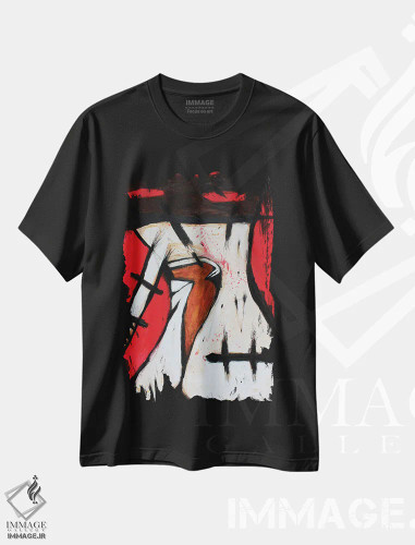 تیشرت مشکی طرح دار – تیشرت انتزاعی ,جنون اثر پال چابا فروشگاه ایماژ