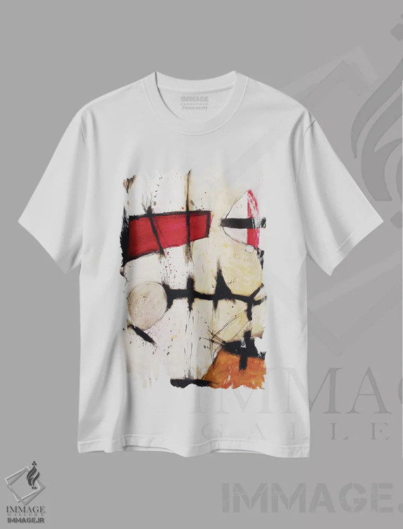 تیشرت سفید طرح دار – تیشرت هنری ,پازل اثر پال چابا فروشگاه ایماژ