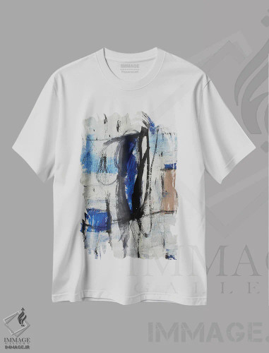 تیشرت سفید طرح دار – تیشرت انتزاعی ,ریزش اثر پال چابا فروشگاه ایماژ