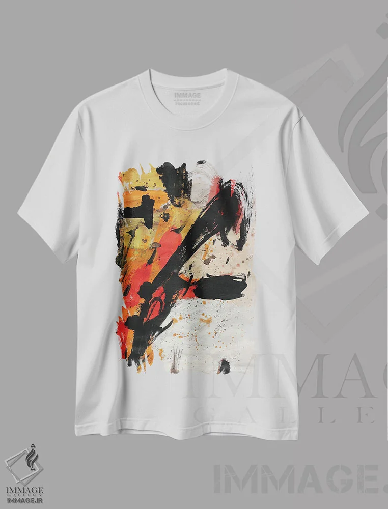 تیشرت سفید طرح دار – تیشرت هندسی ,شکل اثر پال چابا immage.ir