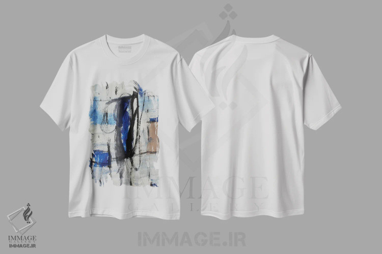 تیشرت سفید طرح دار – تیشرت انتزاعی ,ریزش اثر پال چابا فروشگاه ایماژ