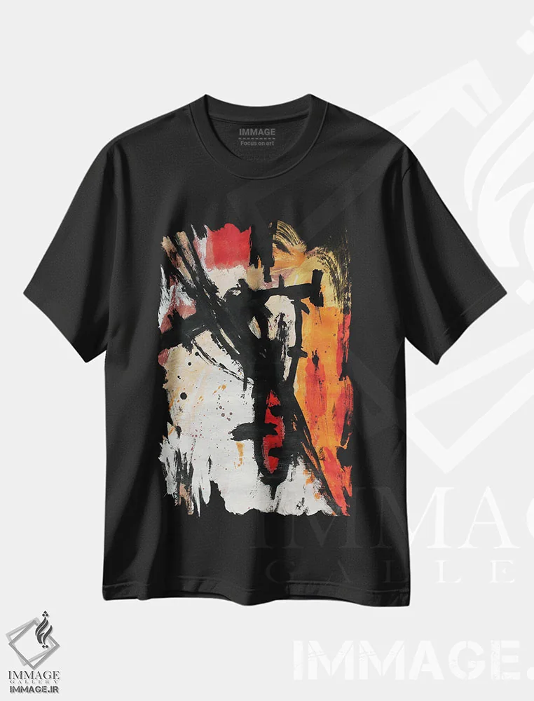 تیشرت مشکی طرح دار – تیشرت انتزاعی ,شکل اثر پال چابا immage.ir