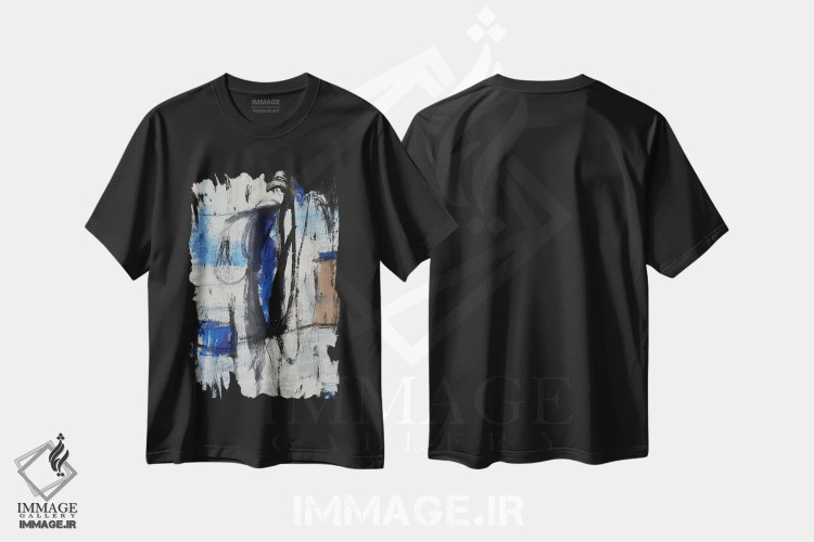تیشرت مشکی طرح دار – تیشرت انتزاعی ,ریزش اثر پال چابا immage.ir