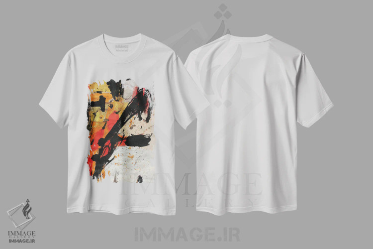 تیشرت سفید طرح دار – تیشرت هندسی ,شکل اثر پال چابا immage.ir