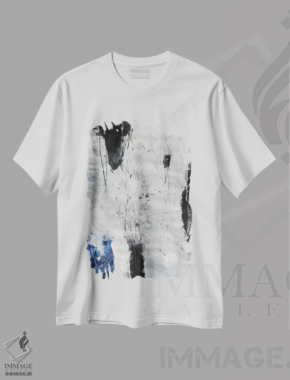 تیشرت سفید طرح دار – تیشرت مینیمال ,بی صدا اثر پال چابا immage.ir