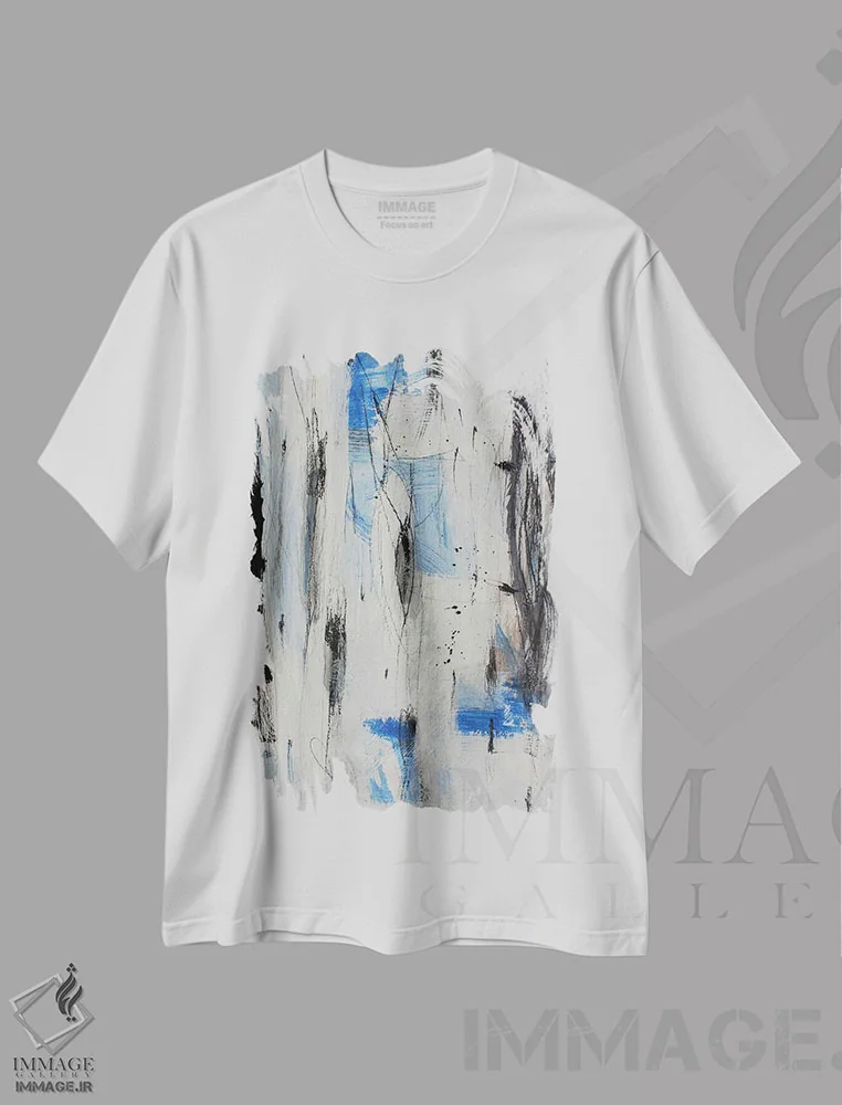 تیشرت سفید طرح دار – تیشرت هنری ,ریزش اثر پال چابا فروشگاه ایماژ