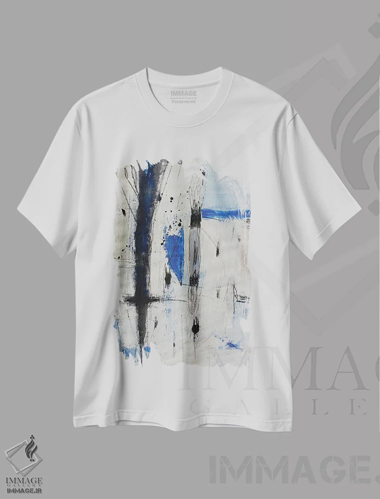تیشرت سفید طرح دار – تیشرت هنری ,ریزش اثر پال چابا فروشگاه ایماژ
