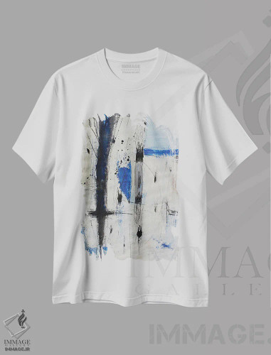 تیشرت سفید طرح دار – تیشرت هنری ,ریزش اثر پال چابا فروشگاه ایماژ