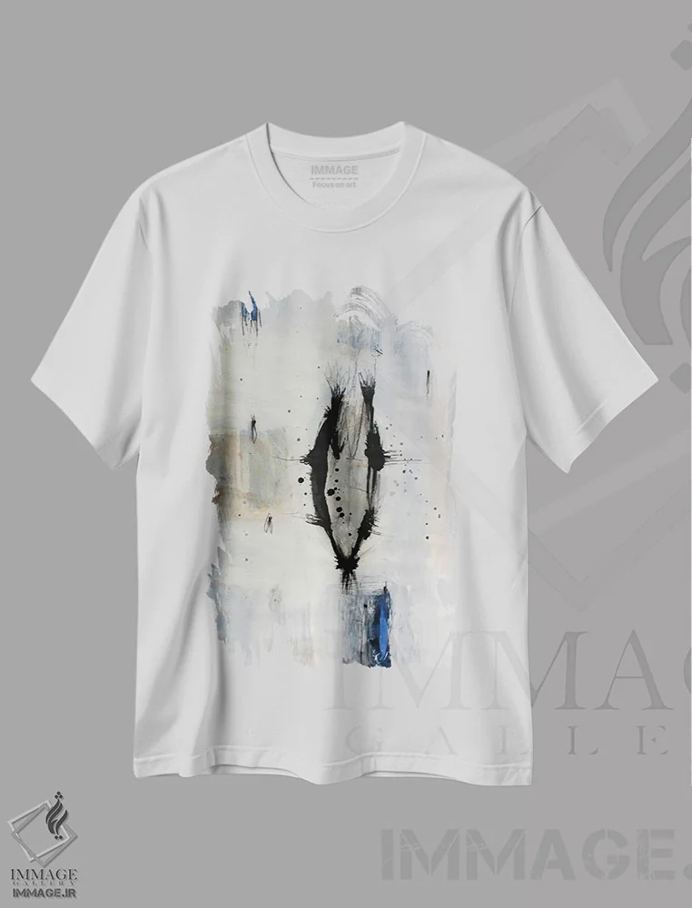تیشرت سفید طرح دار – تیشرت هنری ,ریزش اثر پال چابا immage.ir