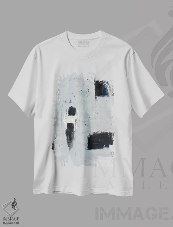 تیشرت سفید طرح دار – تیشرت مینیمال ,بی صدا اثر پال چابا immage.ir