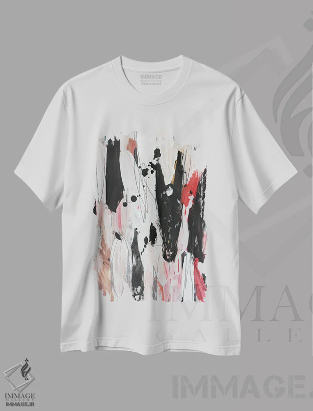 تیشرت سفید طرح دار – تیشرت هنری ,ابر لوله ای اثر پال چابا فروشگاه ایماژ