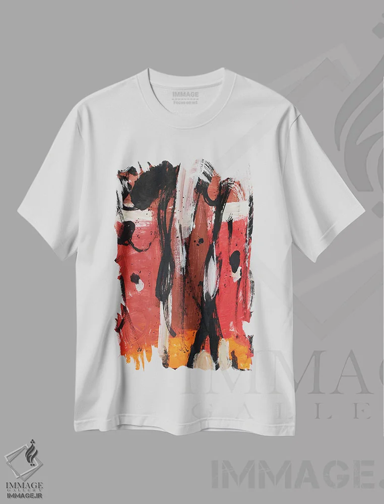 تیشرت سفید طرح دار – تیشرت گرافیکی ,گرداب اثر پال چابا immage.ir