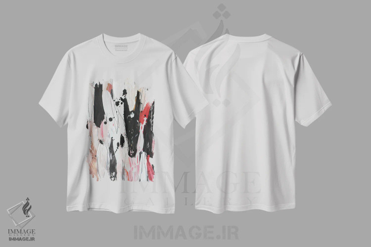 تیشرت سفید طرح دار – تیشرت هنری ,ابر لوله ای اثر پال چابا فروشگاه ایماژ