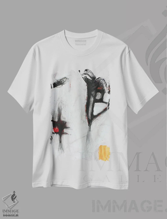 تیشرت سفید طرح دار – تیشرت انتزاعی ,کسری اثر پال چابا immage.ir