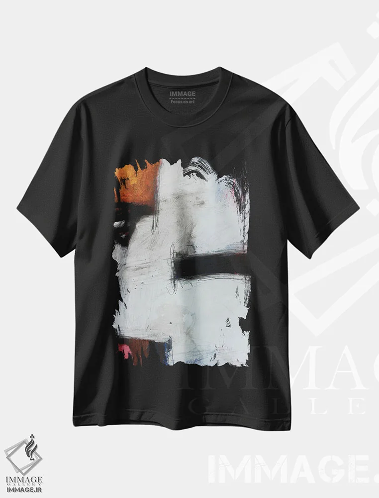 تیشرت مشکی طرح دار – تیشرت آبستره ,کسری اثر پال چابا فروشگاه ایماژ