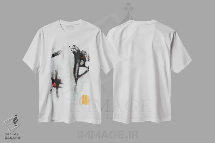 تیشرت سفید طرح دار – تیشرت انتزاعی ,کسری اثر پال چابا immage.ir