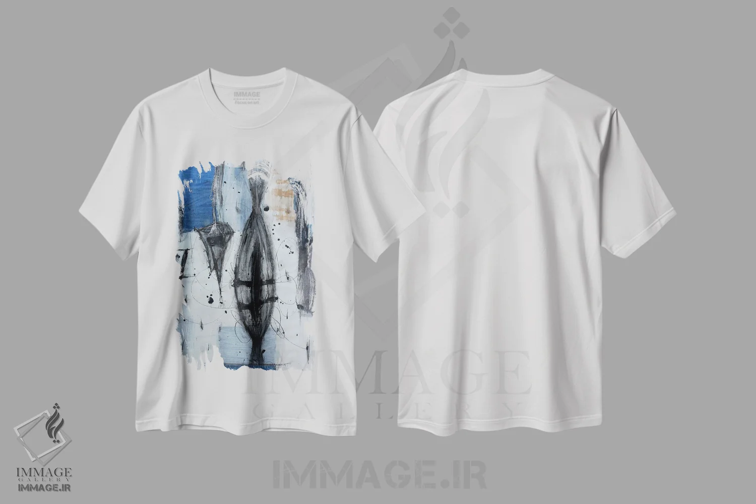 تیشرت سفید طرح دار – تیشرت انتزاعی هندسی ,کسری اثر پال چابا فروشگاه ایماژ