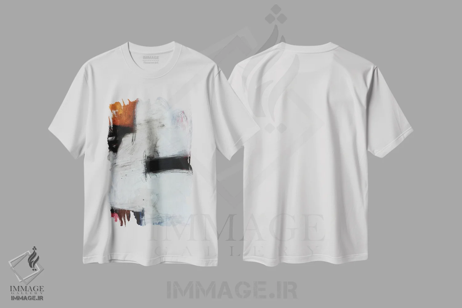 تیشرت سفید طرح دار – تیشرت آبستره ,کسری اثر پال چابا immage.ir