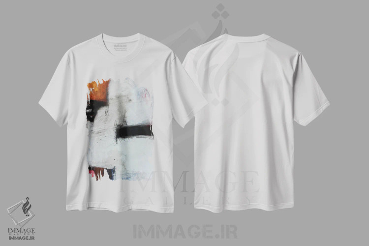 تیشرت سفید طرح دار – تیشرت آبستره ,کسری اثر پال چابا immage.ir