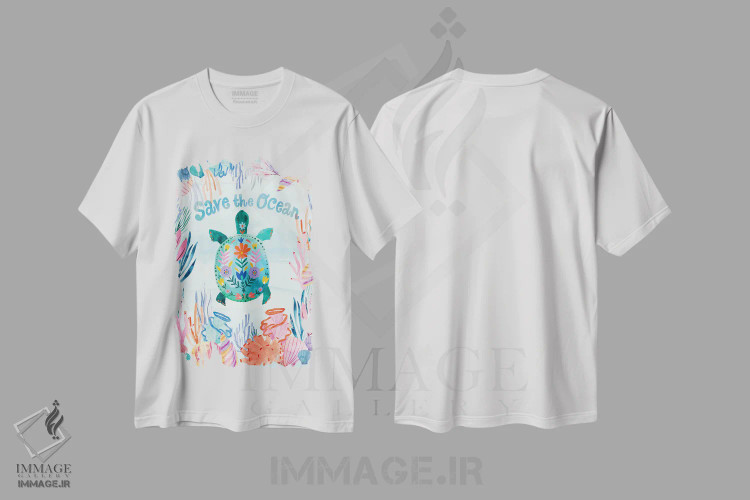 تیشرت سفید طرح دار – تیشرت طبیعت ,نجات اقیانوس اثر کورین لنت فروشگاه ایماژ