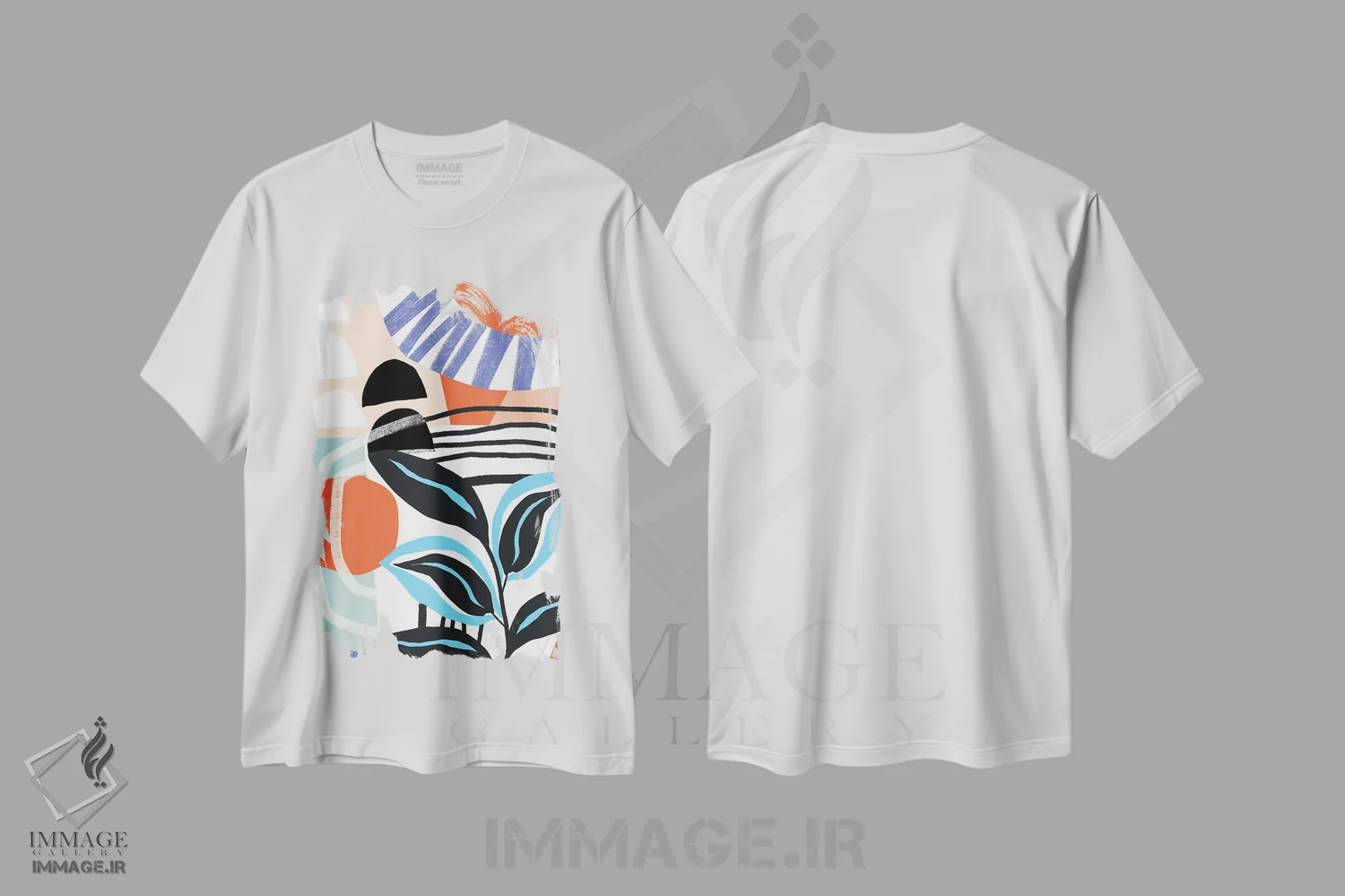 تیشرت سفید طرح دار – تیشرت انتزاعی هندسی ,اشکال انتزاعی اثر کورین لنت immage.ir