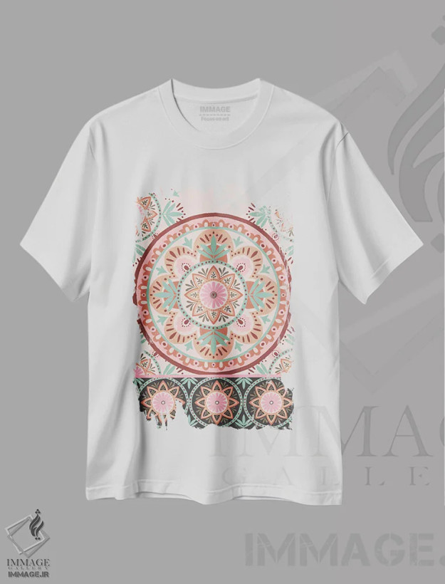 تیشرت سفید طرح دار – تیشرت بوهمی ,رویاهای سفالی اثر کورین لنت فروشگاه ایماژ