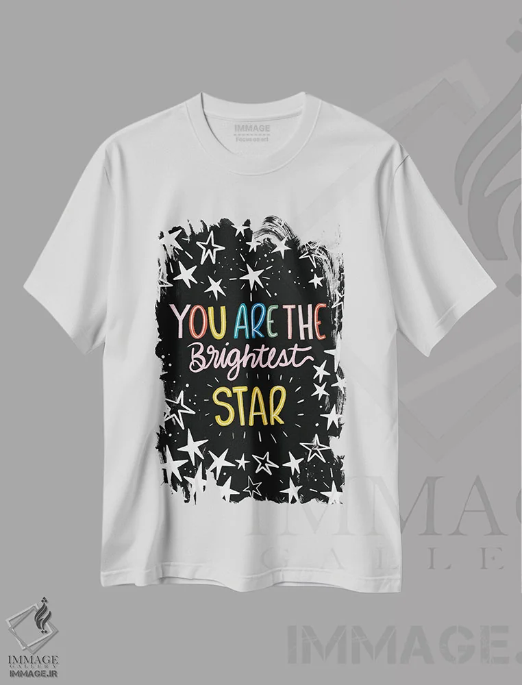 تیشرت سفید طرح دار – تیشرت فانتزی فضایی ,درخشان ترین ستاره اثر کورین لنت immage.ir