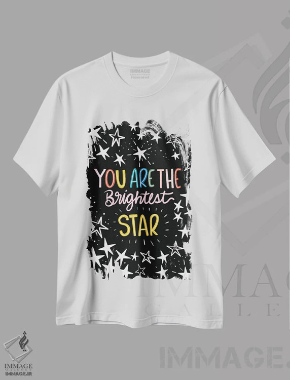 تیشرت سفید طرح دار – تیشرت فانتزی فضایی ,درخشان ترین ستاره اثر کورین لنت immage.ir