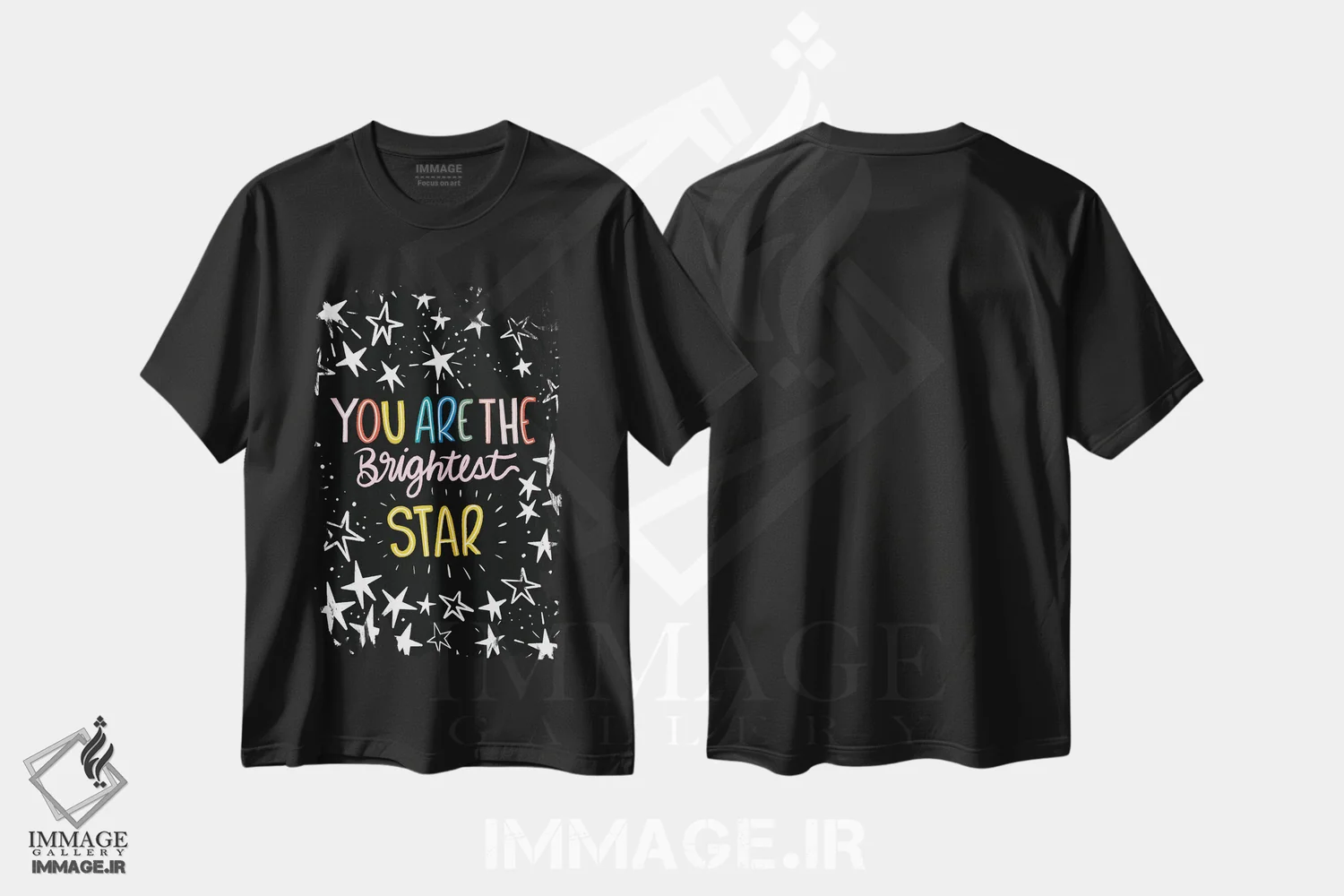 تیشرت مشکی طرح دار – تیشرت فانتزی فضایی ,درخشان ترین ستاره اثر کورین لنت فروشگاه ایماژ