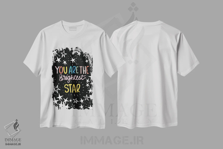 تیشرت سفید طرح دار – تیشرت فانتزی فضایی ,درخشان ترین ستاره اثر کورین لنت immage.ir