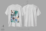 تیشرت سفید طرح دار – تیشرت طبیعت ,باغ پروانه اثر کورین لنت فروشگاه ایماژ