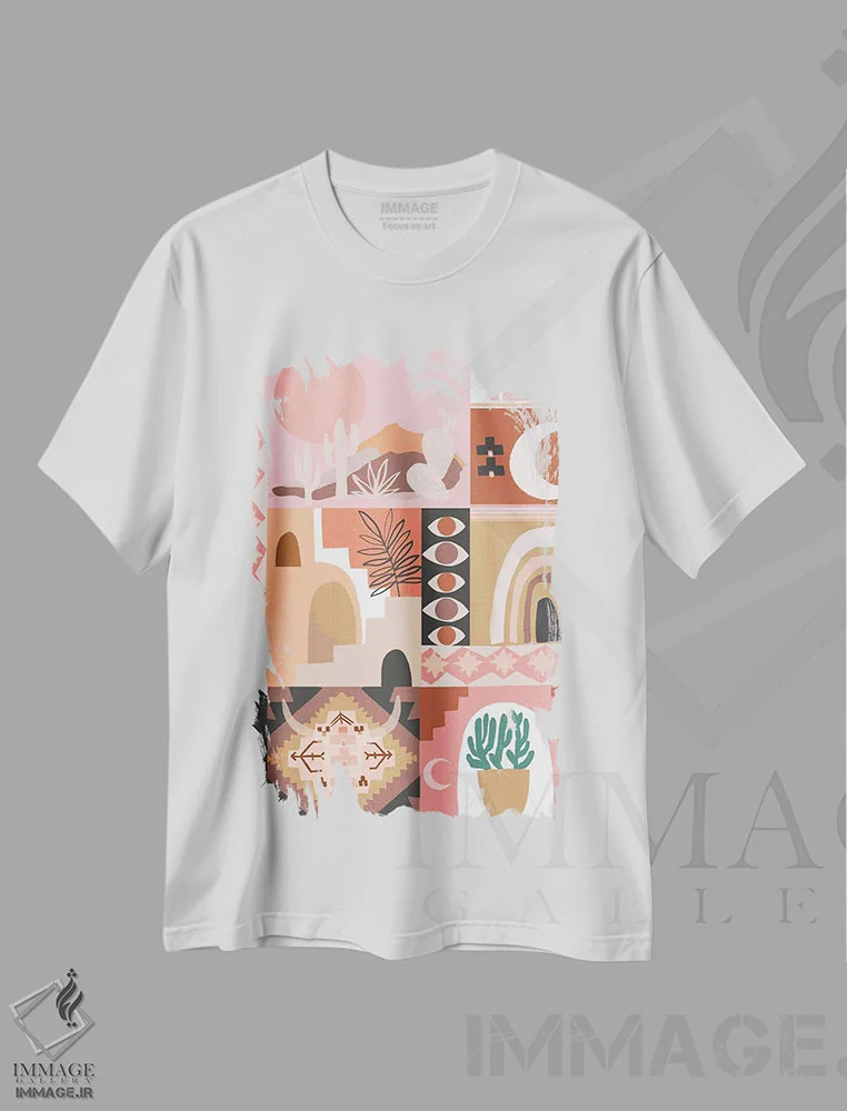 تیشرت سفید طرح دار – تیشرت فانتزی ,رویاهای بیابان اثر کورین لنت فروشگاه ایماژ
