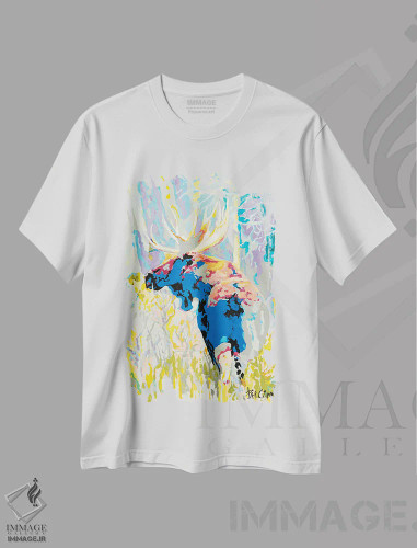 تیشرت سفید طرح دار – تیشرت حیوانات ,استتار گوزن شمالی اثر پاتریشیا کارول فروشگاه ایماژ